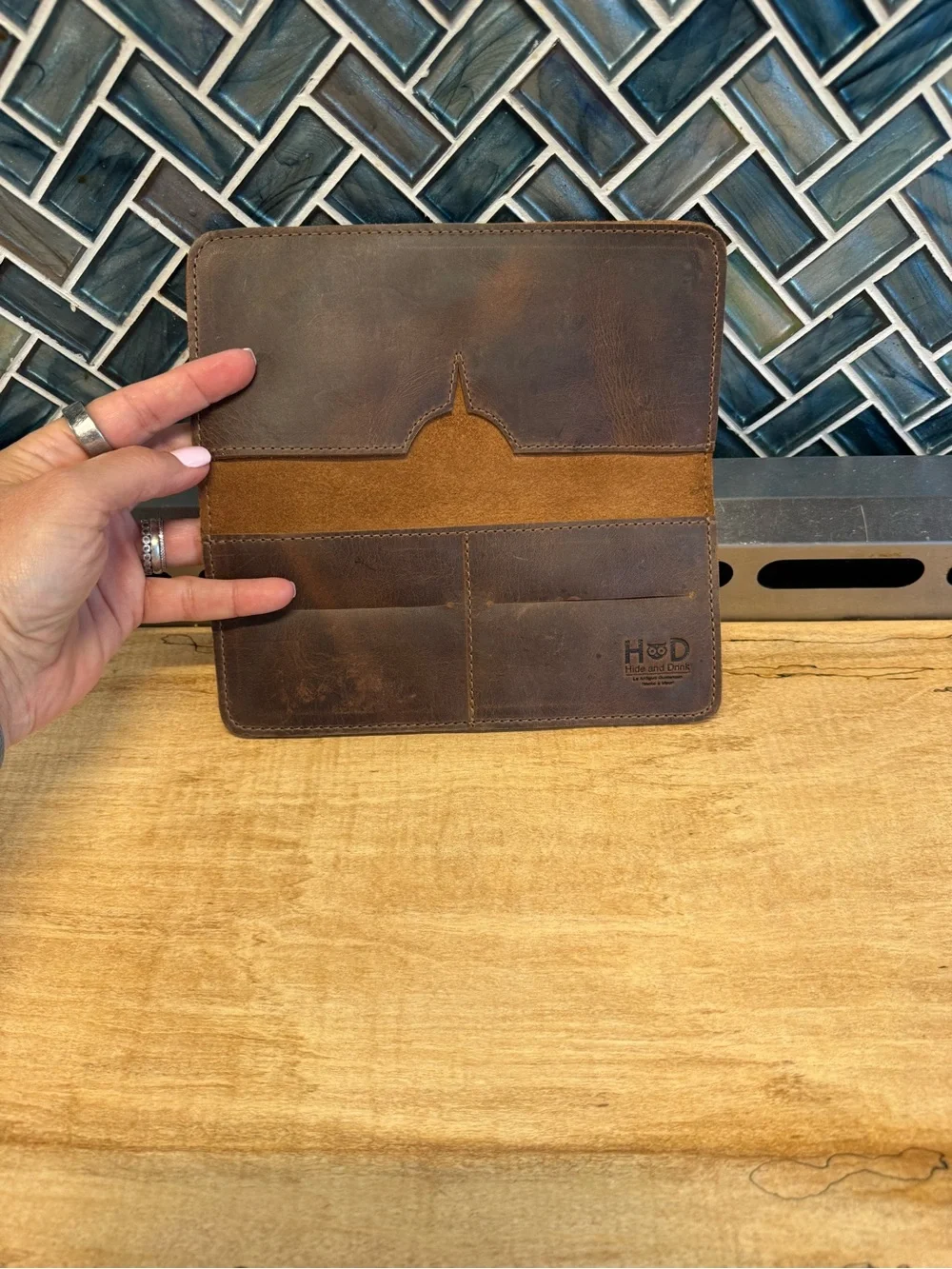 Men's Leather Phone Wallet Case - Brown